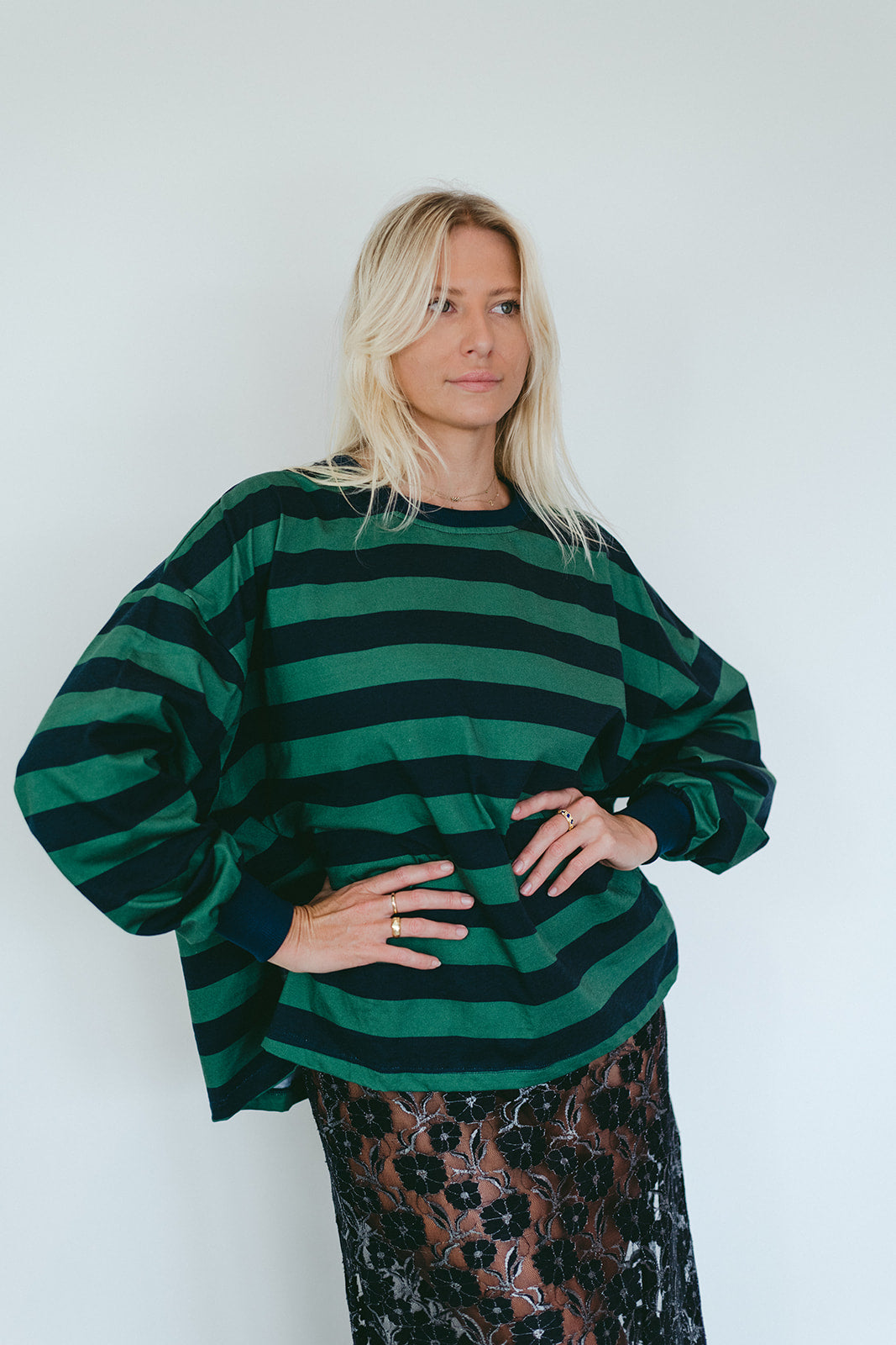 Yasmin Long Sleeve - Green/Navy