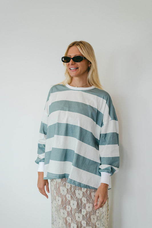Yasmin L/S ~ Grey/ White