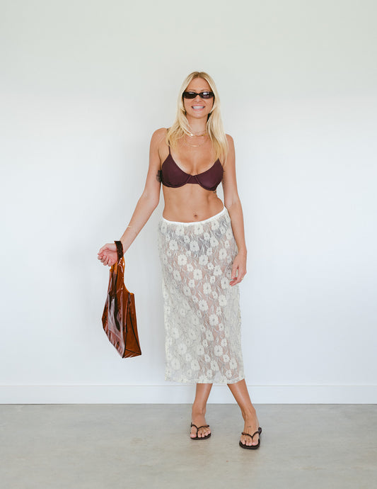 Primrose Maxi Skirt ~ Cream Lace